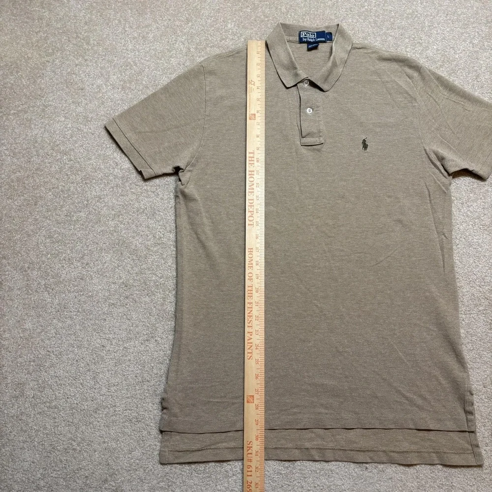 Vtg Polo By Ralph Lauren Polo Shirt Mens Large Beige Cotton Knit Pony Logo 90s